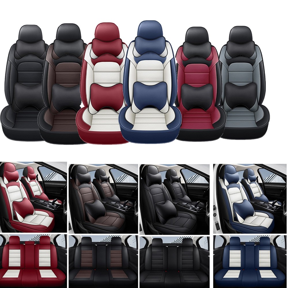 Luxury Leather Car 5 Seat Covers Front Rear Full Set Cushion Protector Universal