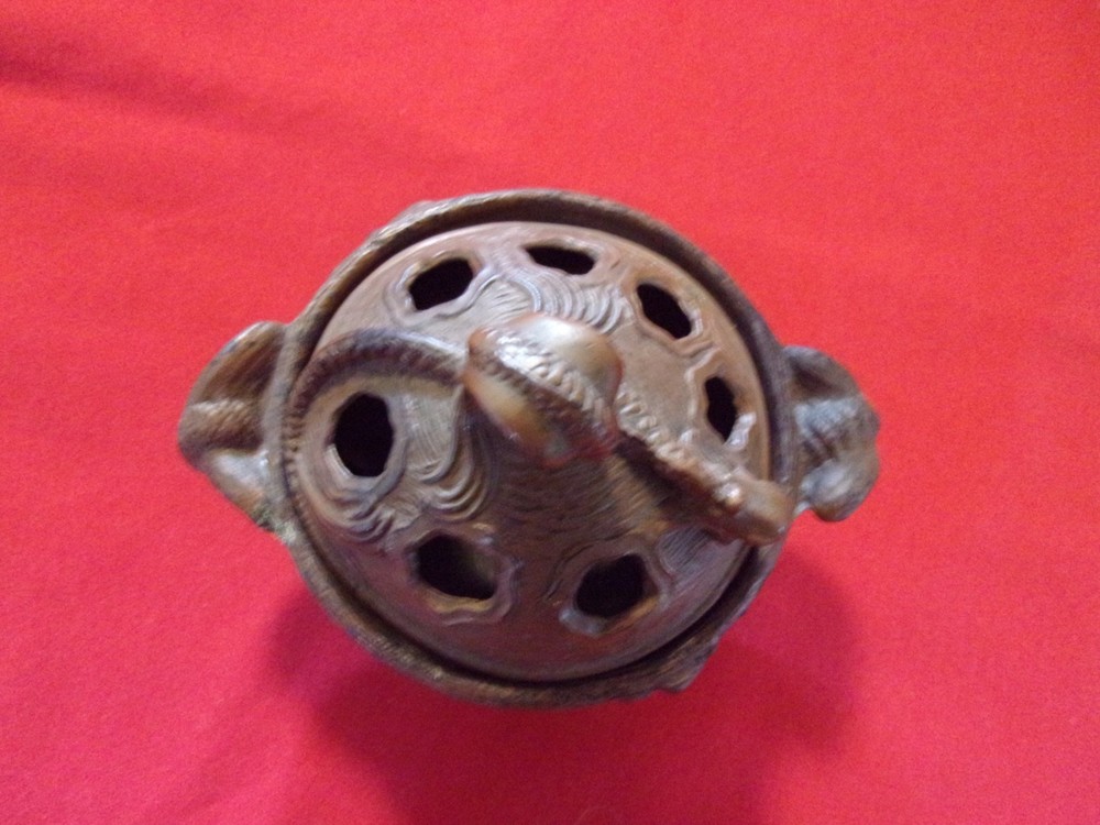 VINTAGE BRONZE DRAGON INCENSE BURNER HOLDER