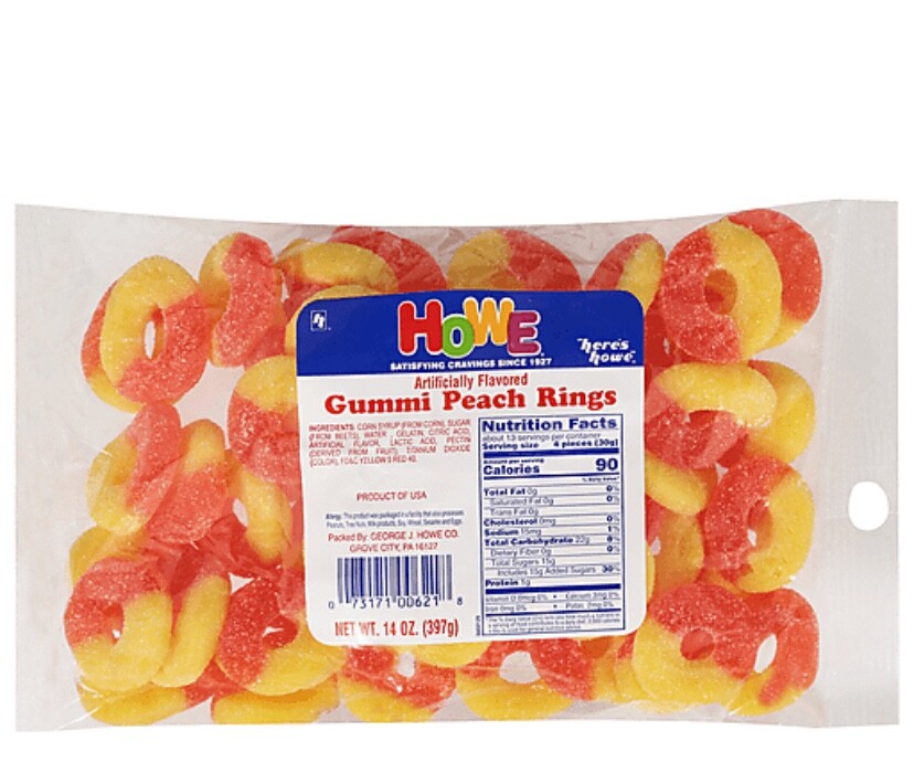 Peach Rings over- 2 Pounds - Gummy peach rings