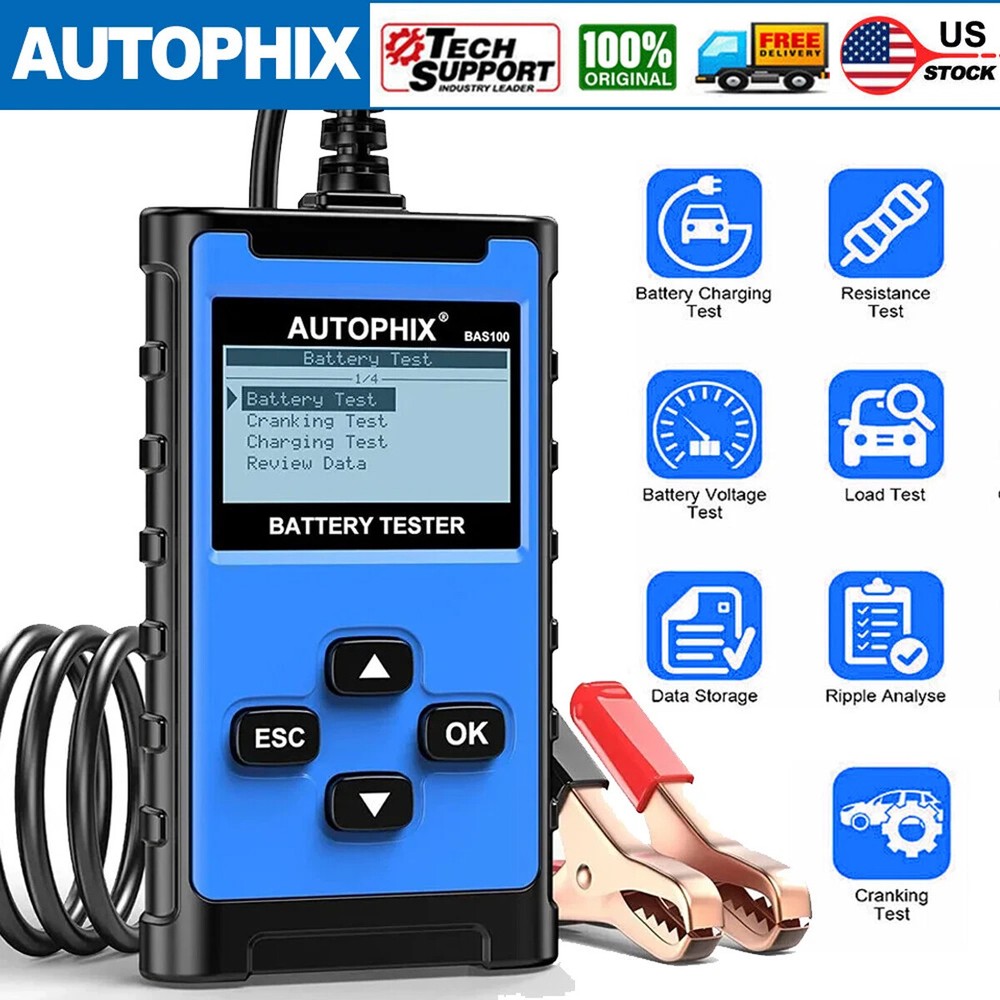 AUTOPHIX BAS100 12V 24V Car Battery Load Tester Charging System Analyzer 2000CCA
