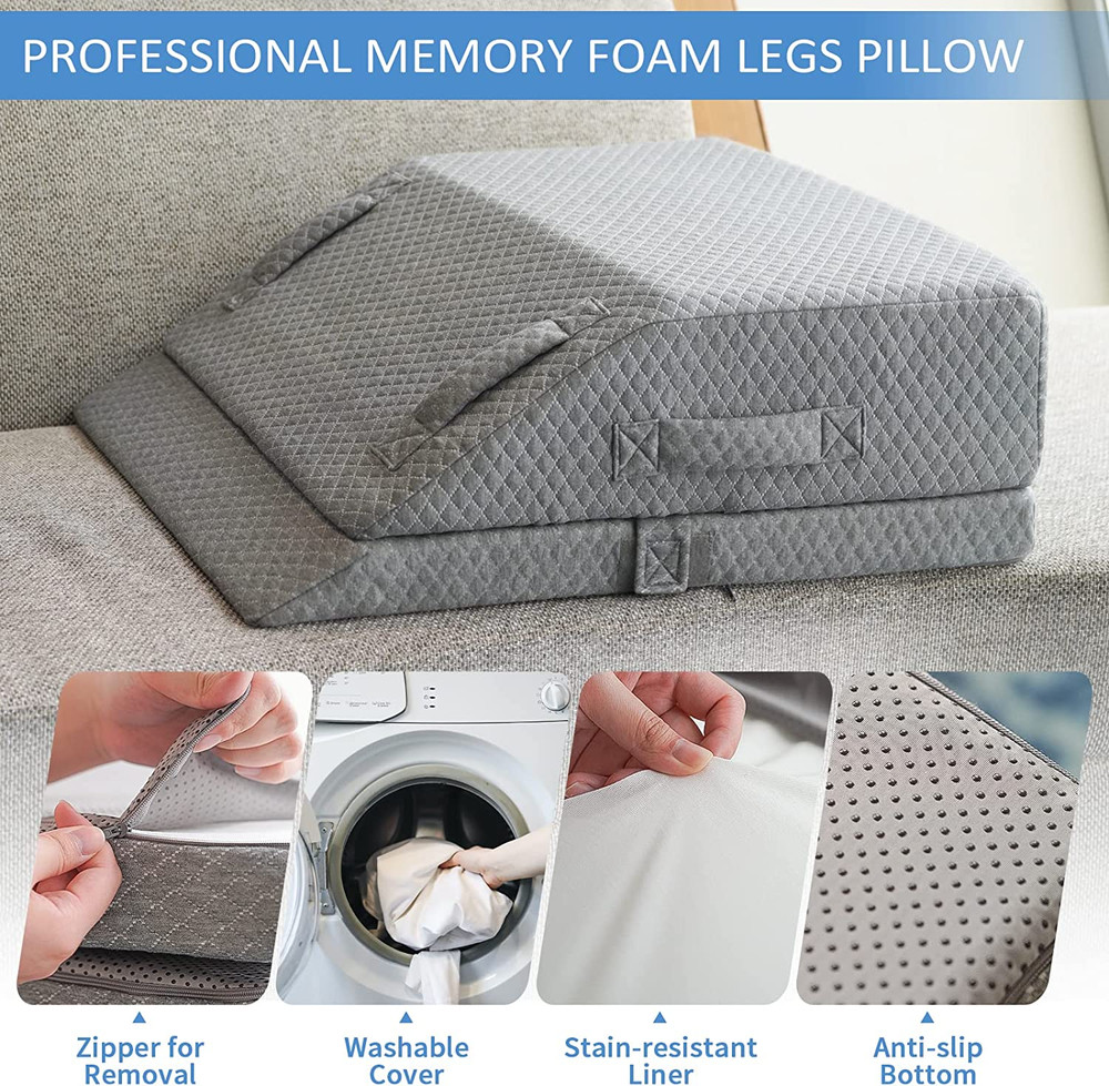 Adjustable Leg Elevation Pillows for Swelling, Cooling Gel Memory Foam Wedge Pil
