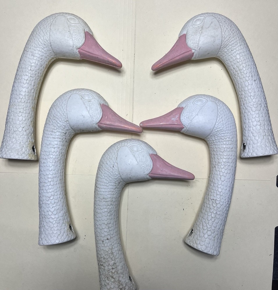 5 Plastic Snow Goose Decoy Heads