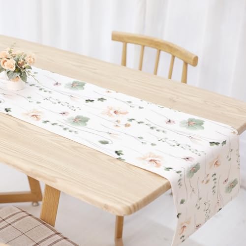 Wildflowers Spring Table Runner, Rustic 13" x 72", Table Runner Floral
