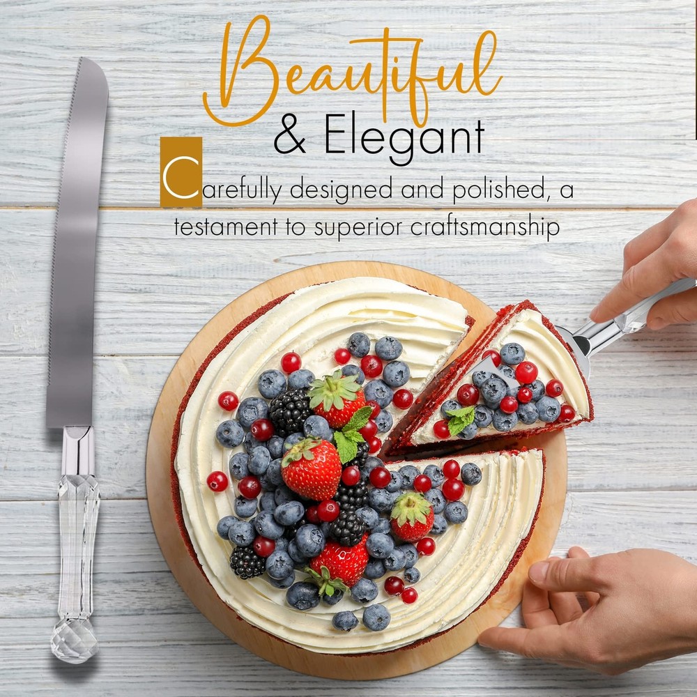 Wedding Cake Knife and Server Set, Cake Cutter and Pie Spatula, Cake Server a...