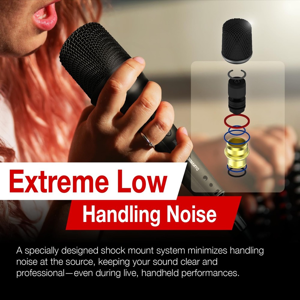 Professional Dynamic Vocal Microphone Wired for Singing, Premium Directional ...