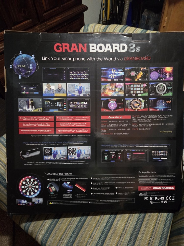 GRAN BOARD 3s LED Bluetooth Dartboard(Blue) NEW