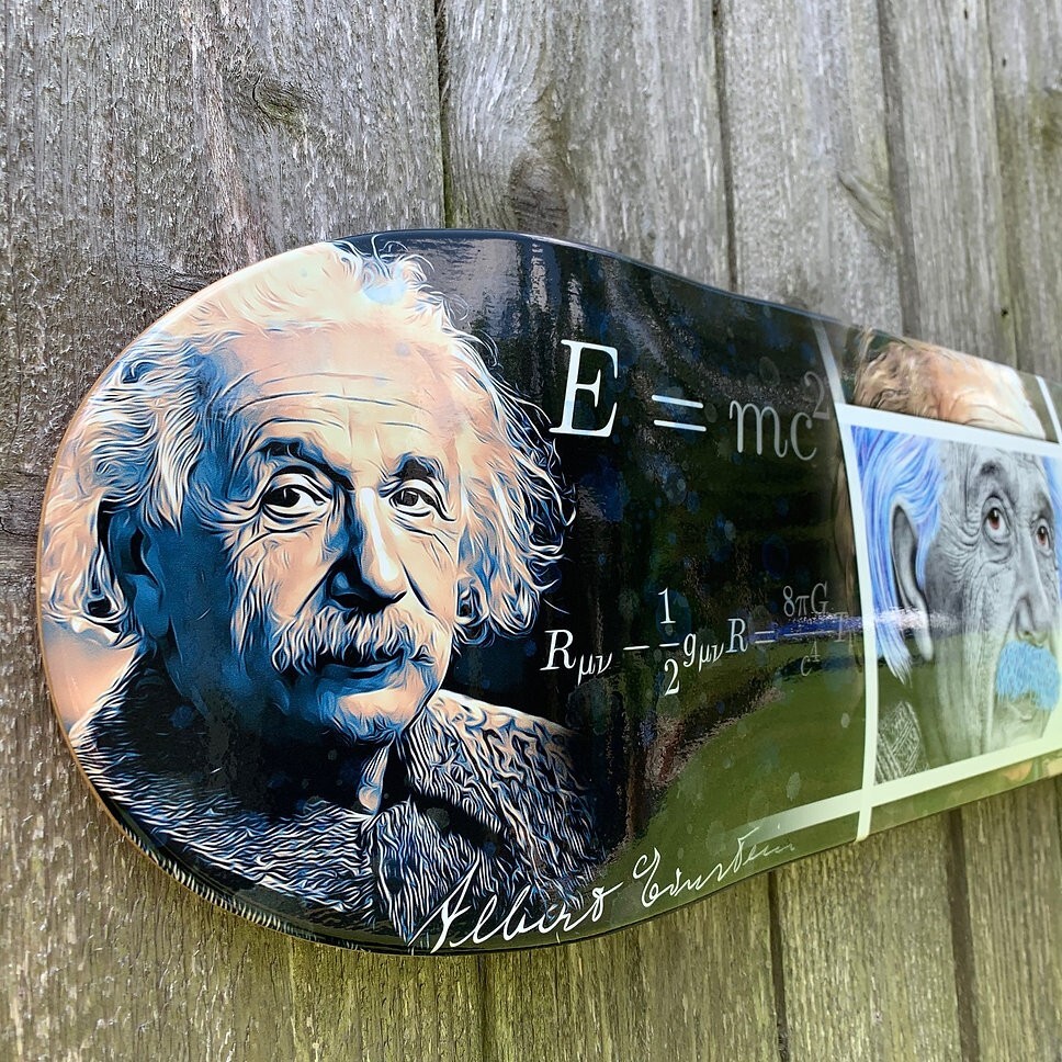 Albert Einstein Pencil Drawn Skateboard Art Deck - Limited edition