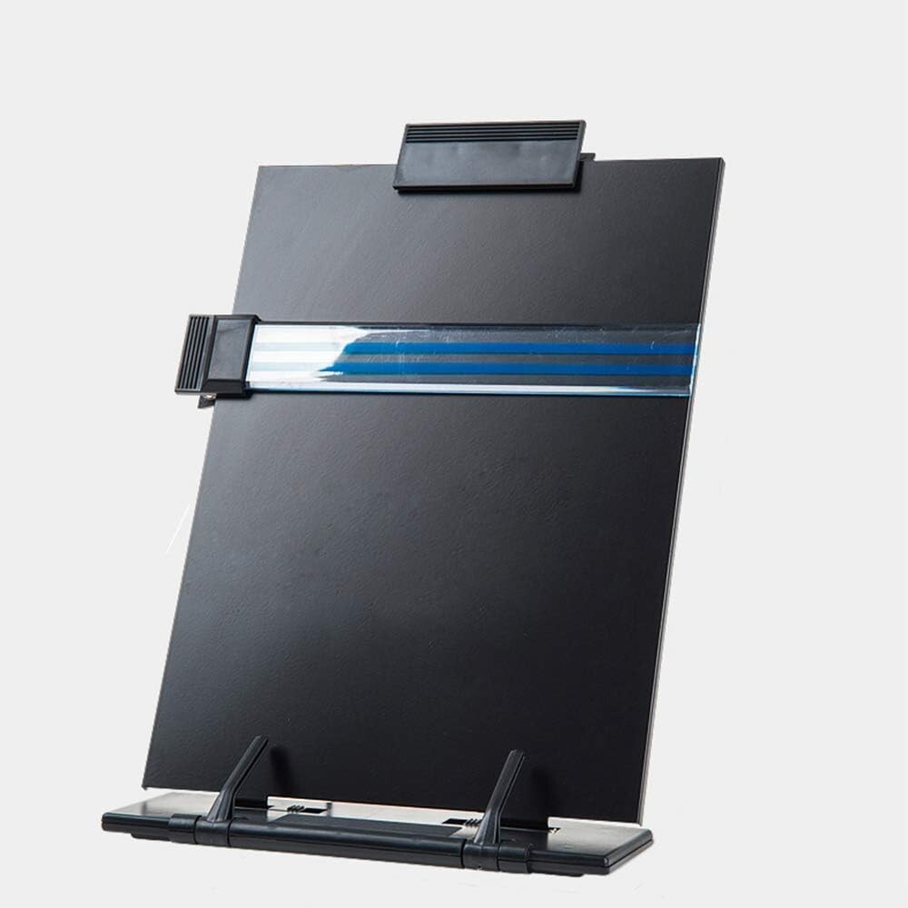 Durable Portable Document Holder - 7 Adjustable Angles & Highlight Clip in Black