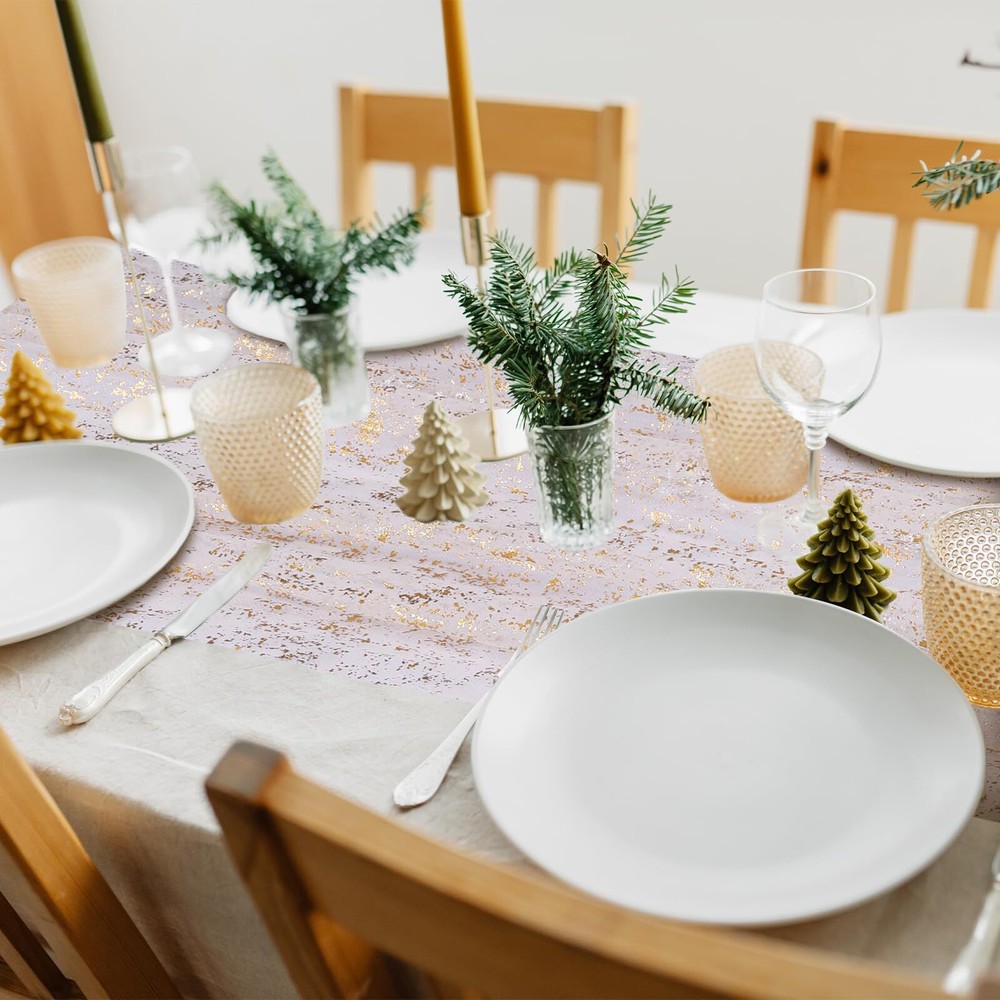 3PCS Gold Table Runner 10Ft Gold Sheer Table Runner Chiffon Fabric Cheeseclot...