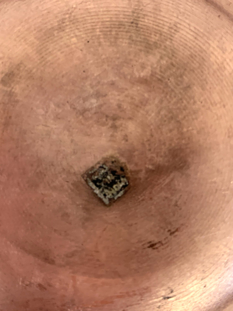 Antique Solid Copper Flower Planter With Stamped Leaf Design 6”