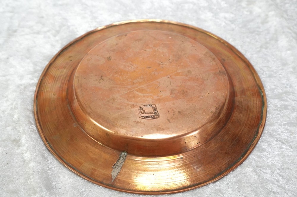 Afghan Metal Works Peshwar Pakistan Solid Copper Plate Covered Dish Tin Lined