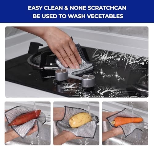 12 PCS 3-Layer Non-Scratch Steel Wire Dishcloths Reusable