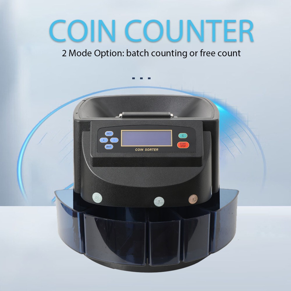 Coin Sorter Machine Coin Counter Wrapper and Roller Coins/min LCD Display