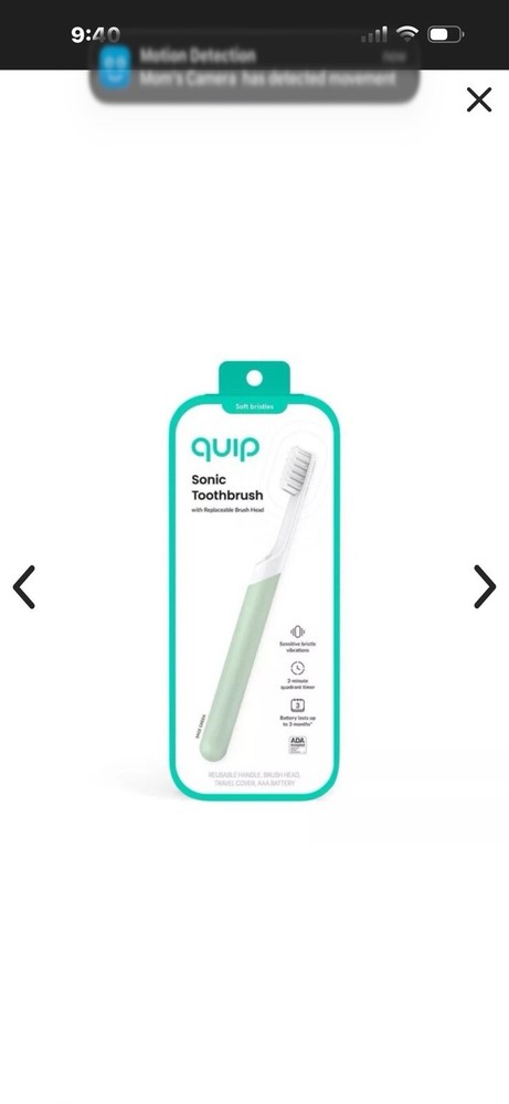 Quip Sonic toothbrush with applicable brush heads