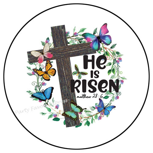HE IS RISEN EASTER ENVELOPE SEALS LABELS STICKERS PARTY FAVORS