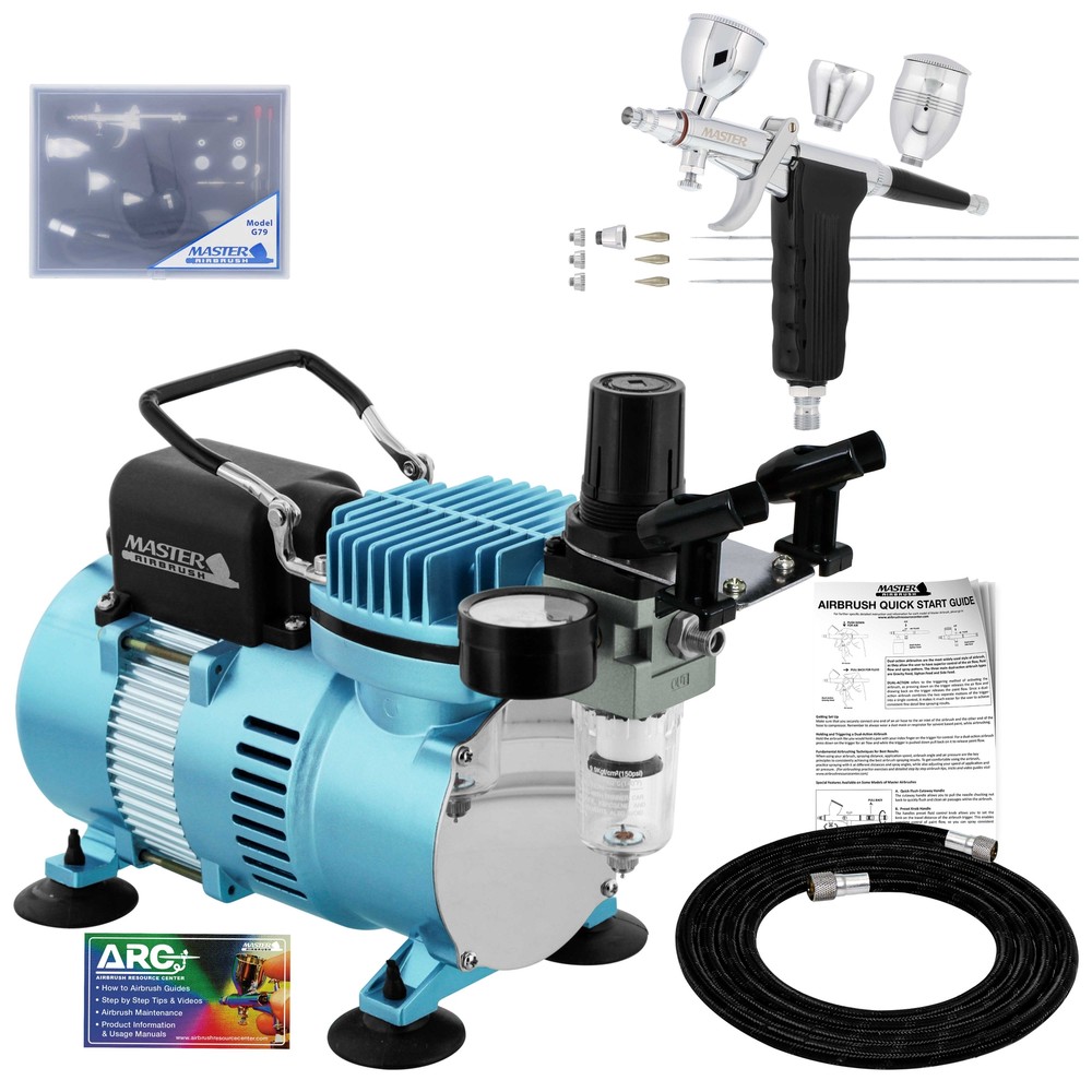 New All-Purpose TRIGGER AIRBRUSH 3 Tip-3 Cup-COMPRESSOR