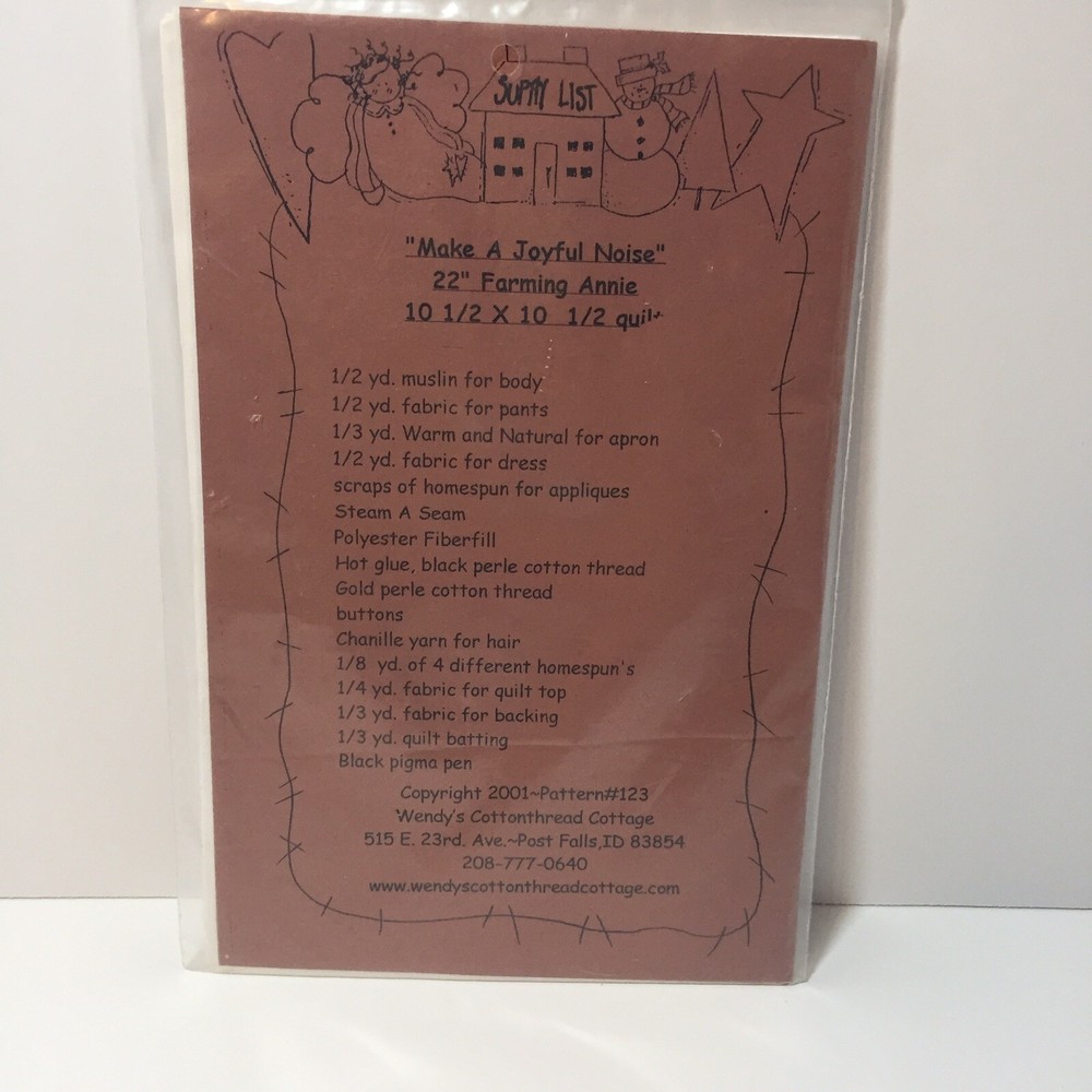 Make a Joyful Noise Pattern 22" Farming Annie 10.5" Walling Hanging