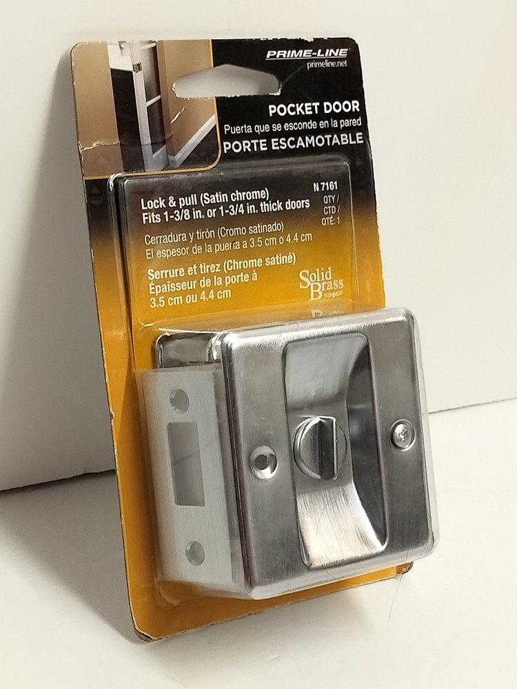 Prime-Line Pocket Sliding Pocket Door Privacy Handle Lock & Pull Hardware Set