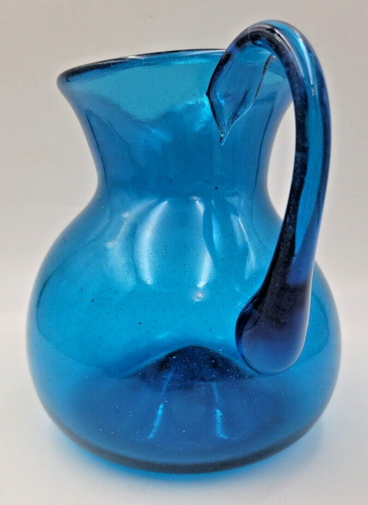 Cobalt Blue Hand Blown Glass Pitcher