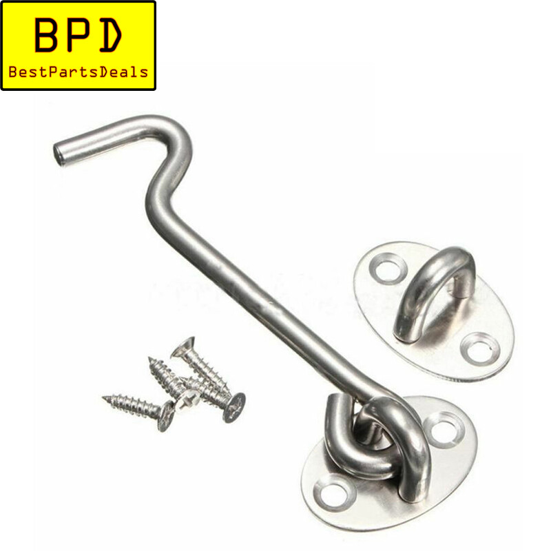 4" Hook - Eye Stainless Steel Latch Easy Lock for Gate Sliding Barn Bath Door