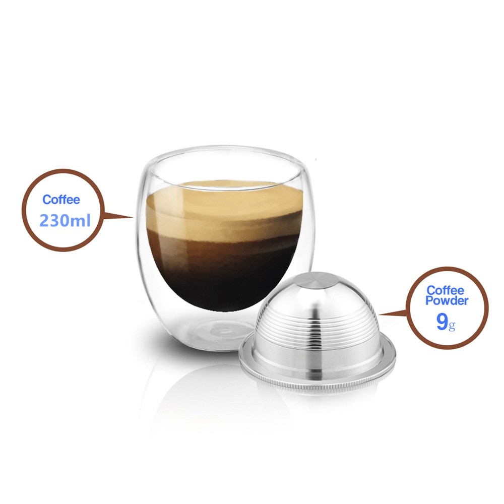 For Nespresso Vertuoline 230ml Reusable Pod Kit Includes Brush and Spoon