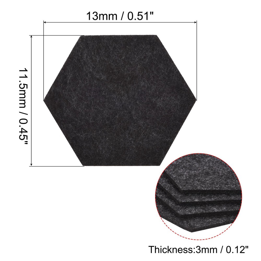 Felt Coasters 9pcs Hexagonal Tampons, Dark Grey