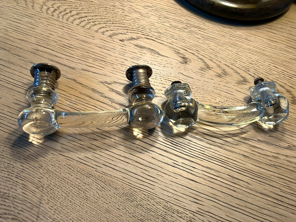 2 Vintage 3-Inch Crystal Glass Drawer Pulls