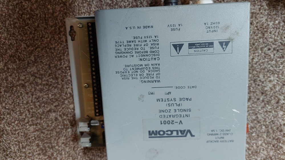 Valcom V-2001 Single Zone Page One Way Control Unit