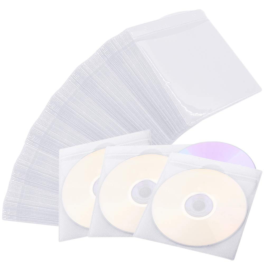600PCS CD DVD Sleeves Premium CD Double-Sided Refill Plastic Sleeve for CD an...