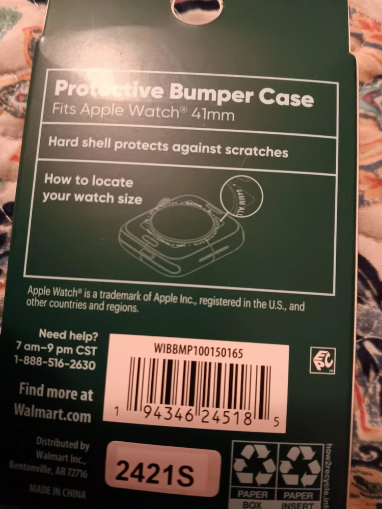 Onn Apple Watch Protective Bumper Case For 41mm Add, NWT