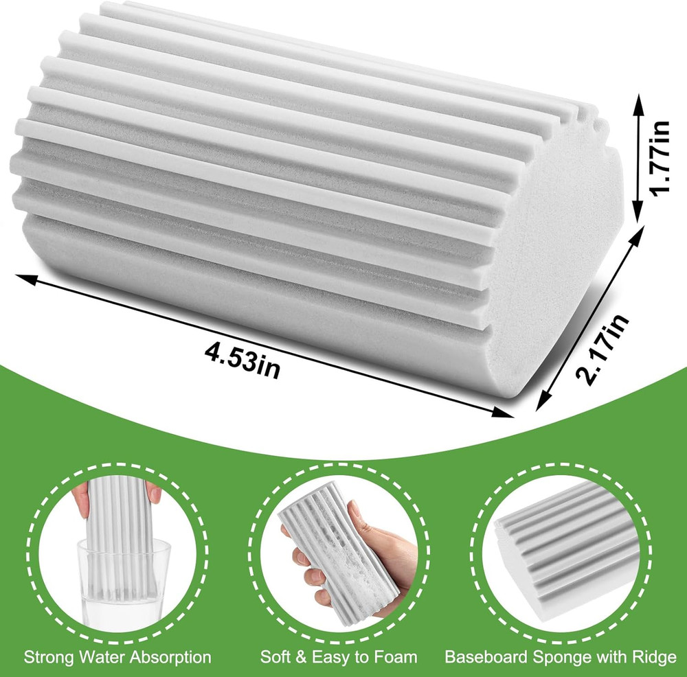 4-Pack Damp Clean Duster Sponge,Gray Damp Dusting Sponge,Duster Baseboard Cleane
