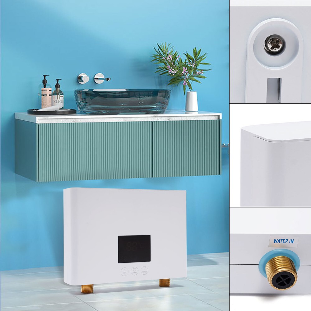 3000W Kitchen Electric Hot Tankless Water Heater Shower Instant Boiler Bathroom