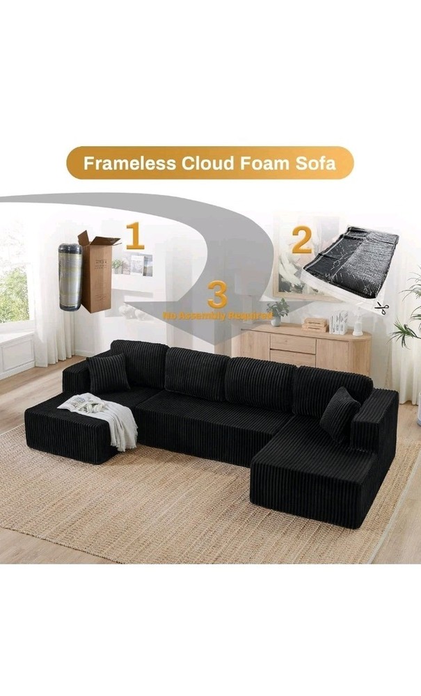 132" Modular Luxury Corduroy Sectional Couch