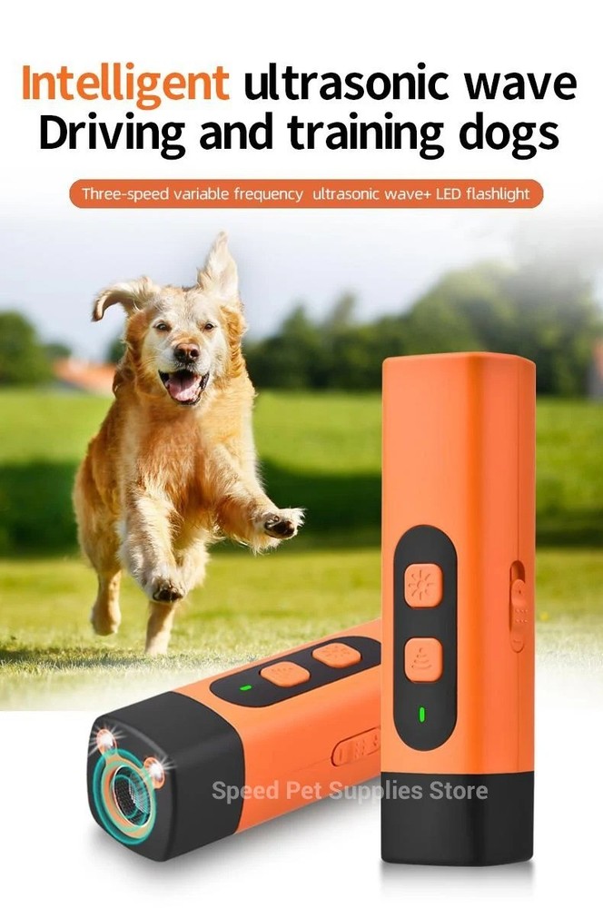 Rechargeable Ultrasonic Dog Bark Control Training Repeller LED Flashlight 🐕