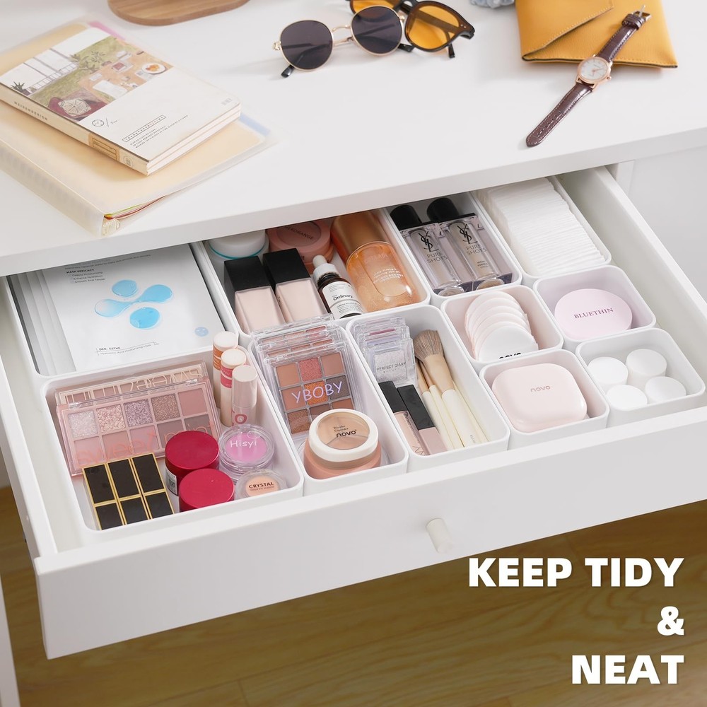 CHANCETSUI 11-Piece Stackable Drawer Organizer Set, Multi-size Desk Drawer Or...