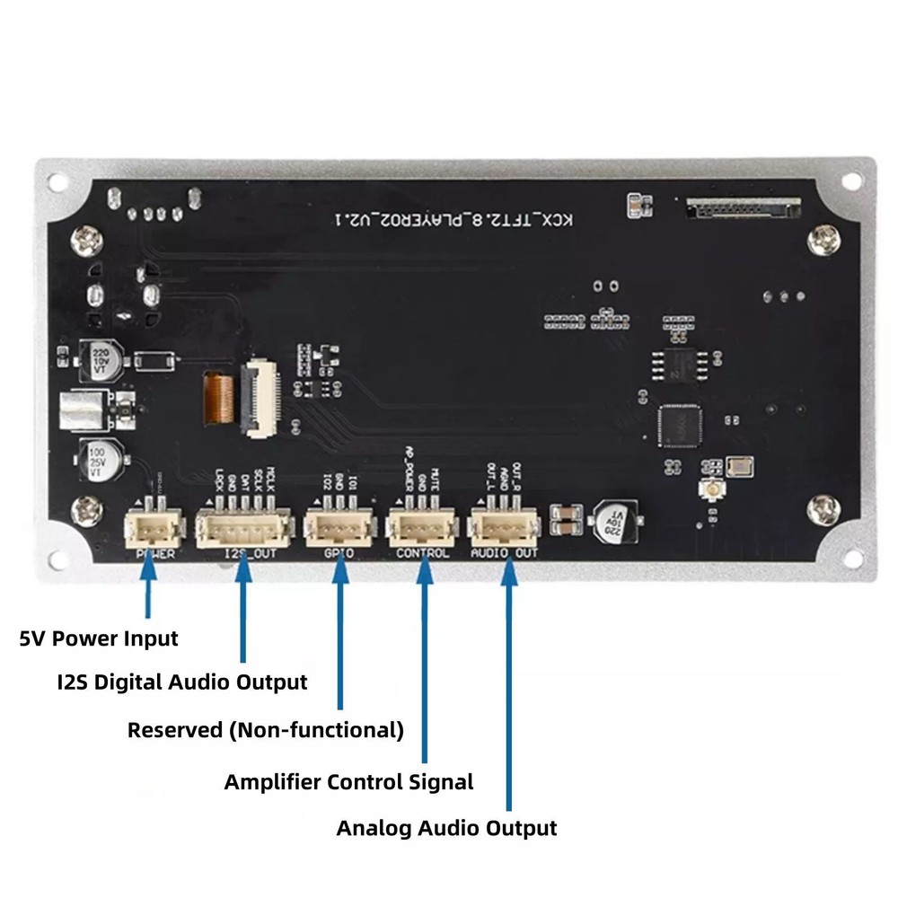 2.8inch IPS Decoder Board Bluetooth MP3 TF USB Aux IR I2S Audio Module