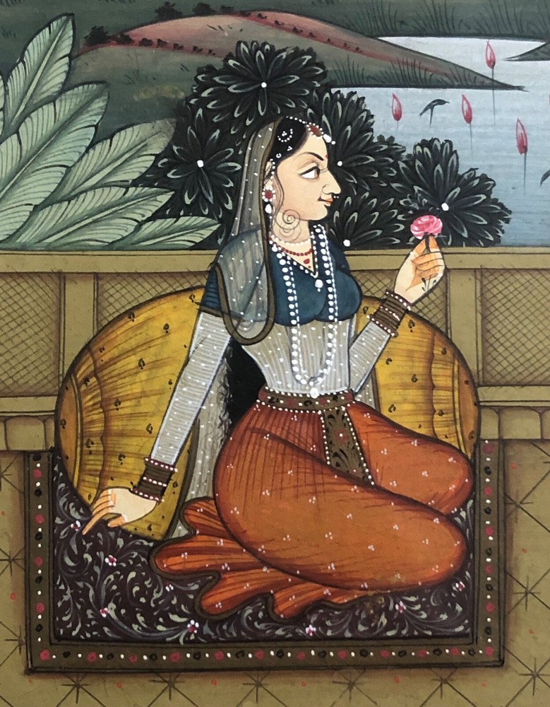 Two Hindi Miniature paintings with Urdu script calligraphy - amazing condition