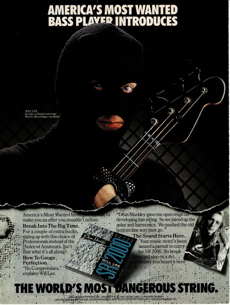 Dean Markley Strings - Will Lee - 1992 Print Ad