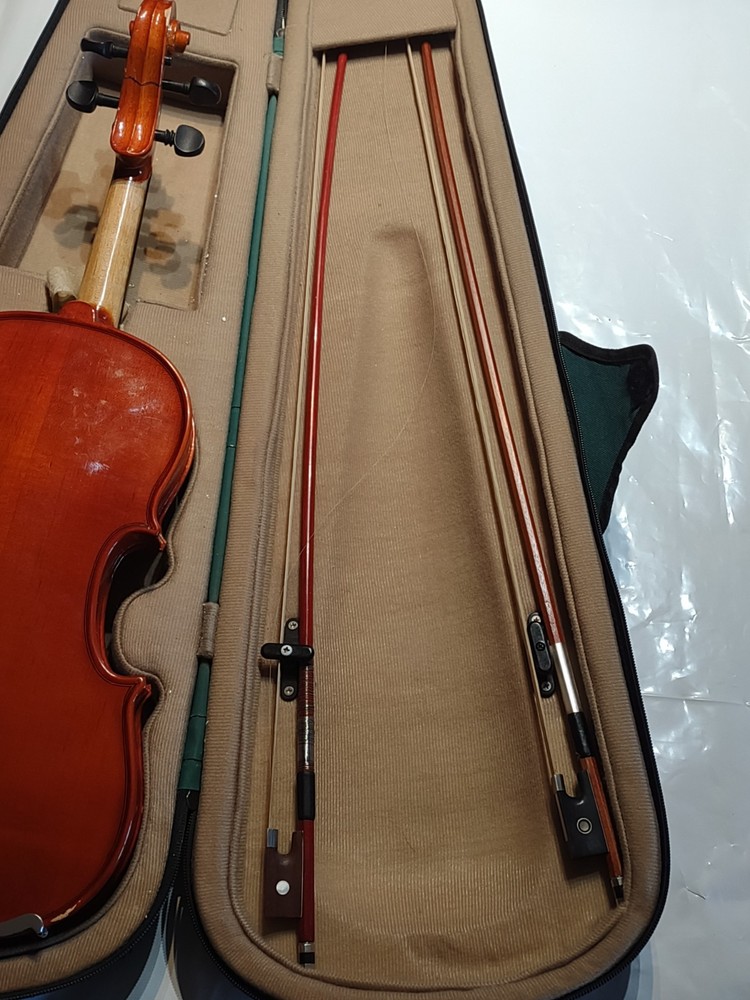 🎻 4/4 Solid Wood Beginner Violin Outfit – Spruce Top & Maple Back, Case 2 Bows