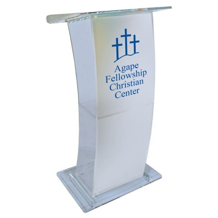 Kingdom Personalized Eclipse Acrylic Lectern with a Frosty Finish