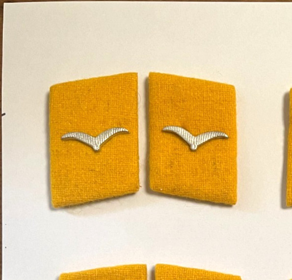 German Luftwaffe FLIGHT FLIEGER Collar tabs Yellow background