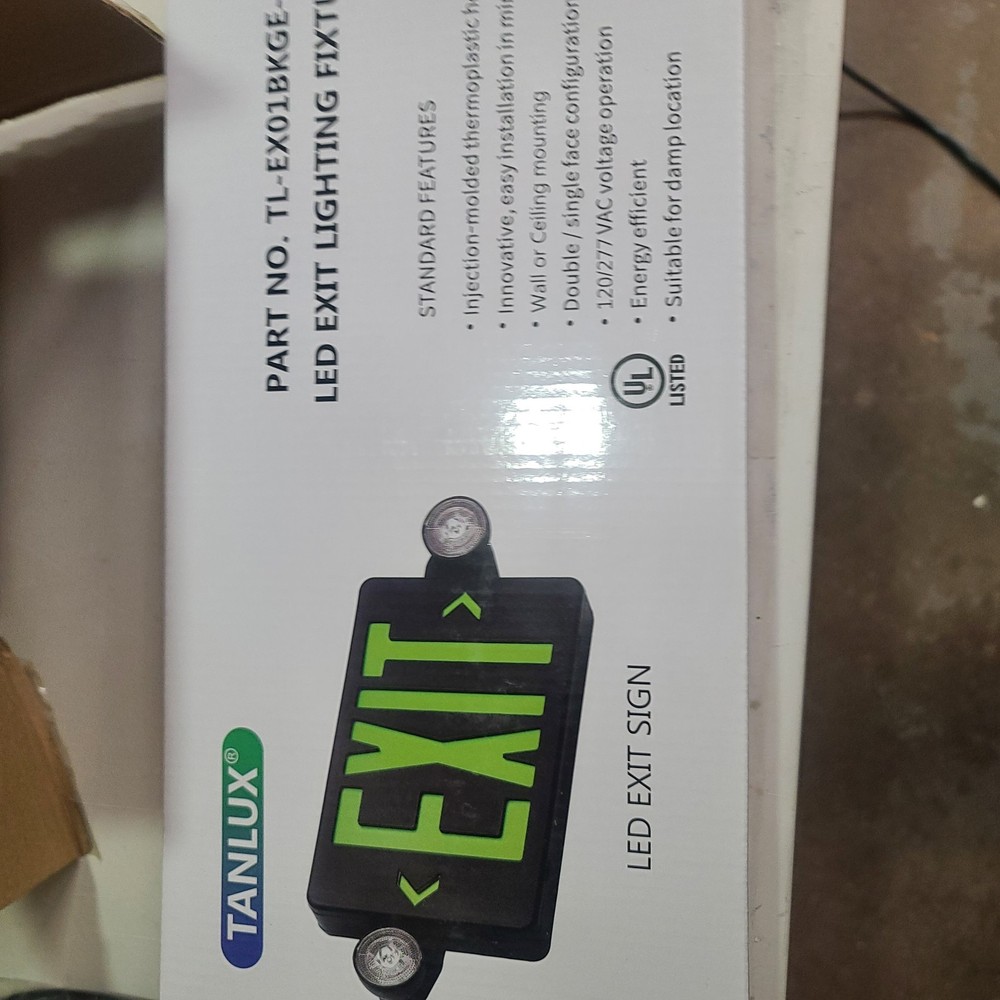 TANLUX 6pk Green Exit Sign with Emergency Lights, LED Emergency Exit Light