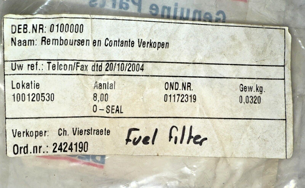 Deutz 1172319, O-Seal