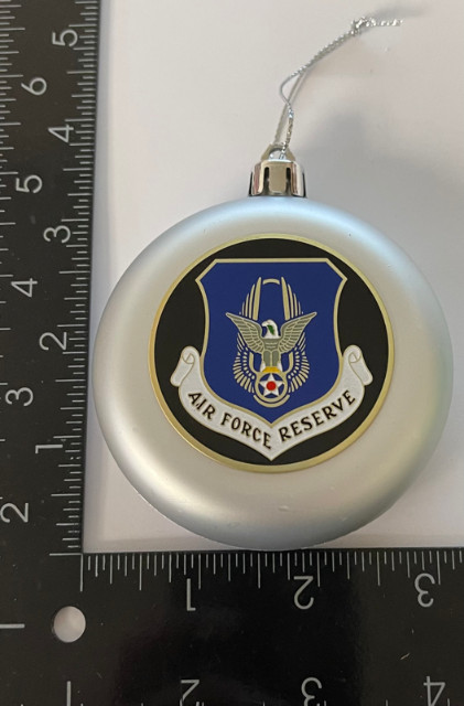 US AIR FORCE RESERVE 3" SILVER Ornament w 2" Emblem