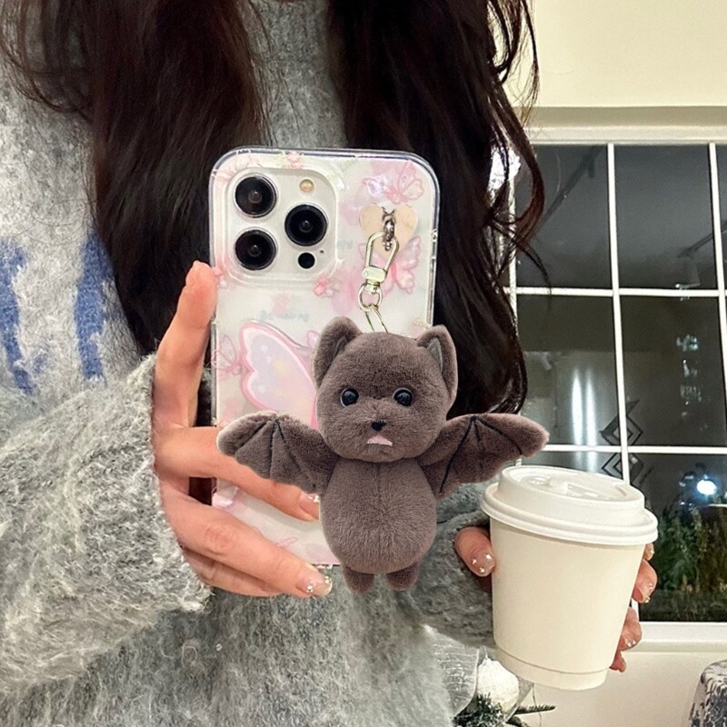 Bat Shaped Plush Keyring Soft Stuffed Animal Keychain Accessory Bag Decoration