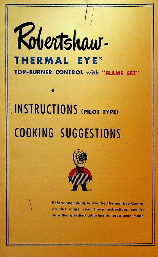 Robertshaw Thermal Eye Instructions & Cooking Suggestions 1962