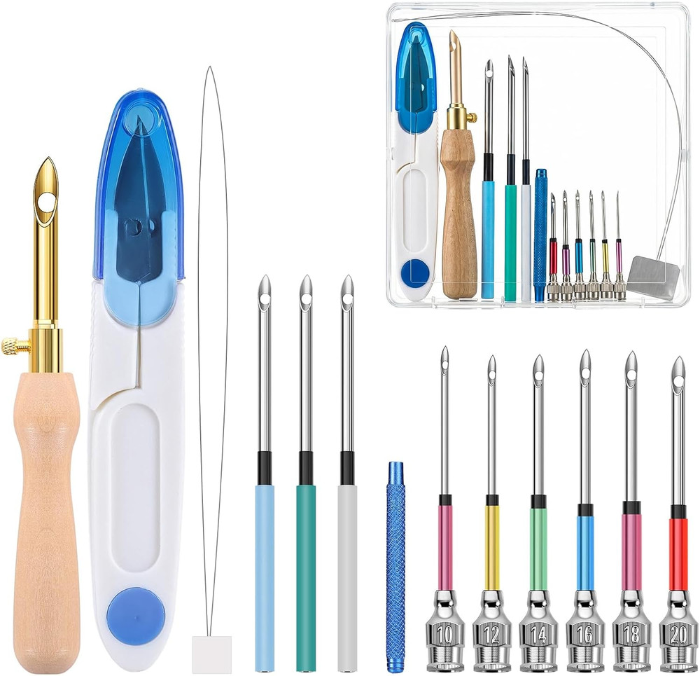 14 Pcs Punch Needle Kit with Storage Box, Adjustable Punch Needle Tool Includes