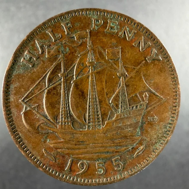 1955 Great Britain Half Penny Choice Example Elizabeth II Bronze