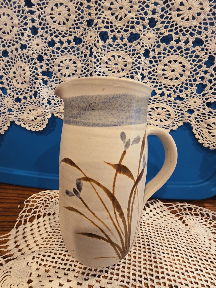 Signed Studio Art Pottery Pitcher 8" Beautiful!!