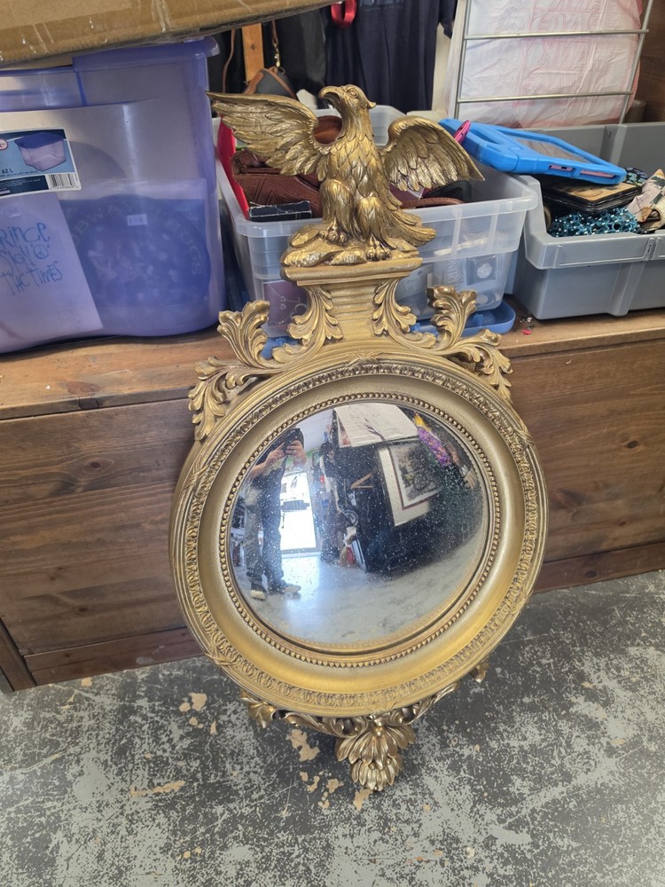 Antique Regency Convex Mirror With Eagle